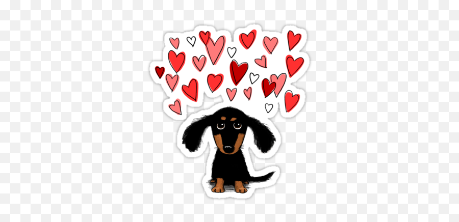 Cute Dachshund Puppy Dog With Valentine - Dibujos De Perros Salchichas Kawaii Emoji,Wiener Dog Emoji