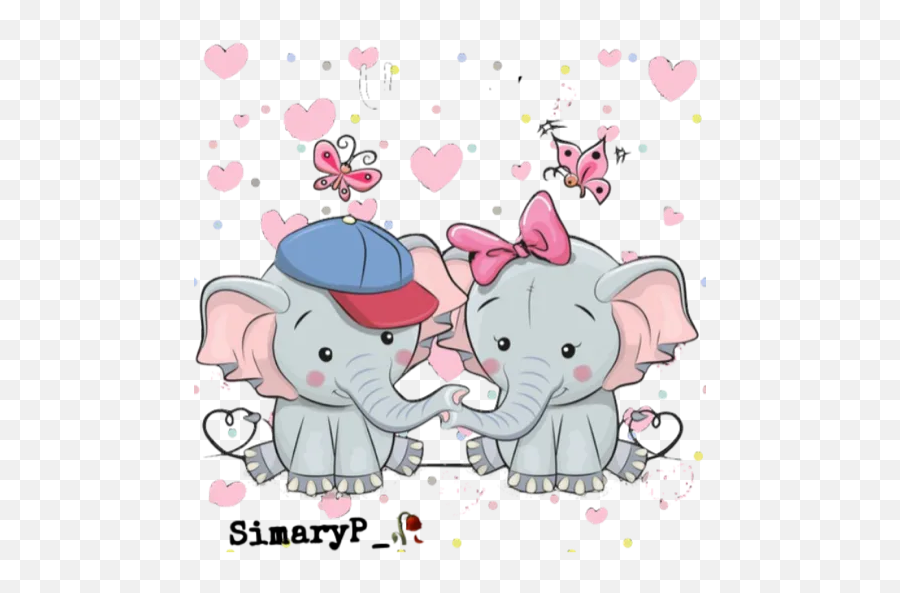 Elefantes Kawaiby Simaryp Stickers For Whatsapp - Cartoon Happy Birthday Elephant Emoji,Boobie Emoji