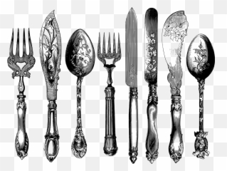 Vintage Cutlery Line Art Spoon - Silverware Emoji