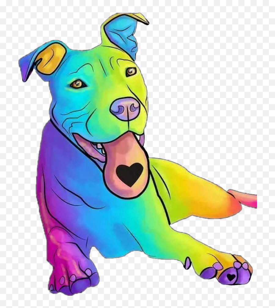 Dog Pitbull Rainbowcolors Lovedogs - Pitbull Dogs Clipart Emoji,Pitbull Emoji