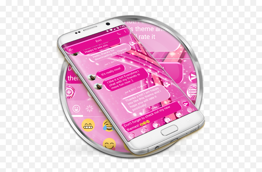 Sms Messages Sparkling Pink Theme - Icon Emoji,Cute Text Messages With Emojis