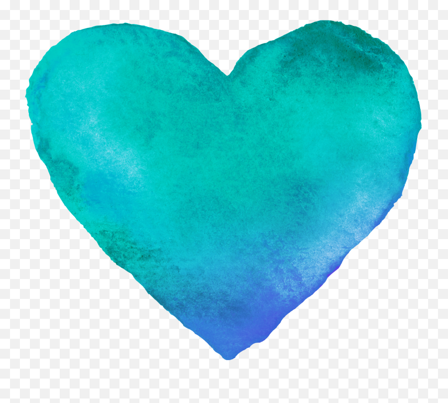 Ftestickers Watercolor Heart Teal Blue - Heart Emoji,Blue Heart Emoji Pillow