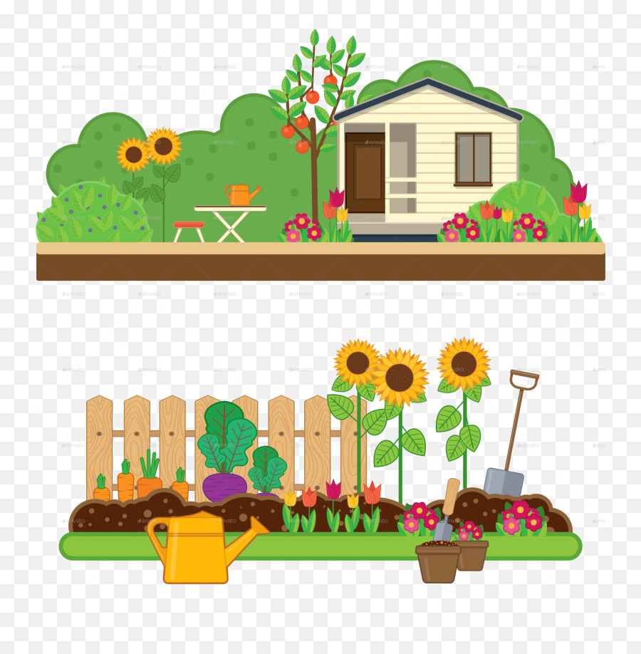 Clipart Home Garden Transparent - Garden Clip Art Emoji,Gardening Emoji