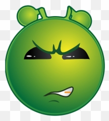 Smiley Green Alien Determined Clipart - Alien Smiley Grrr Emoji,Huff Emoji
