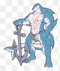 Clipart Shark Muscular Transparent - Furry Muscle Shark Emoji,How To Make A Shark Emoji