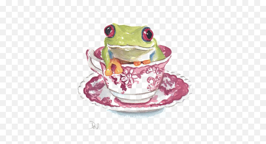 Amphibian Drawing Step By Picture - Watercolor Frog Emoji,Frog And Teacup Emoji