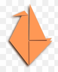 Paper Orange Bird Folding Origami - Clip Art Emoji