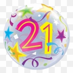 21st Birthday Stars Bubble Balloon 56cm - Ballon 21 Jaar Versturen Emoji,21st Birthday Emoji