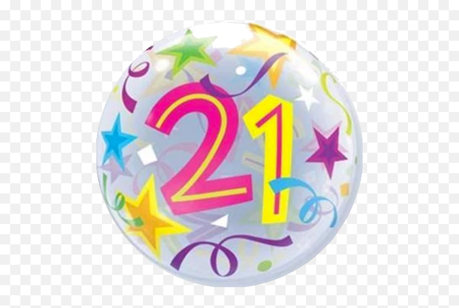 21st Birthday Stars Bubble Balloon 56cm - Ballon 21 Jaar Versturen Emoji,21st Birthday Emoji