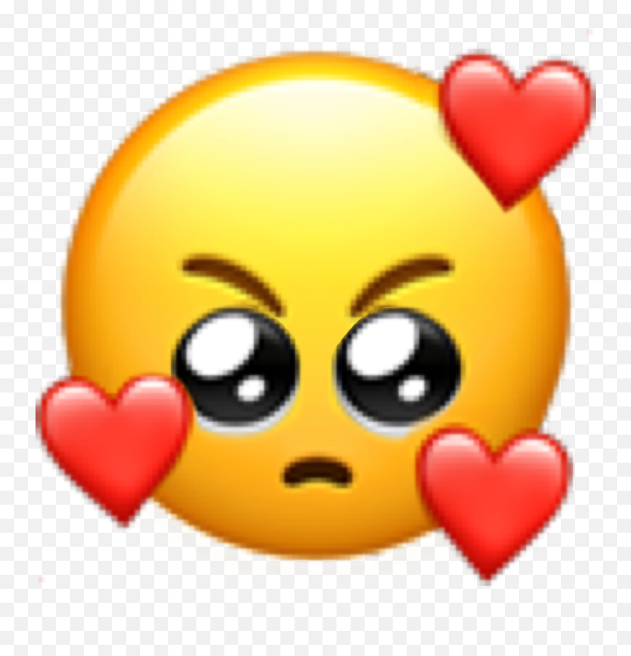 Angry Love Emoji Sticker Sticker - Pleading Emoji With Hearts,Love Emoji