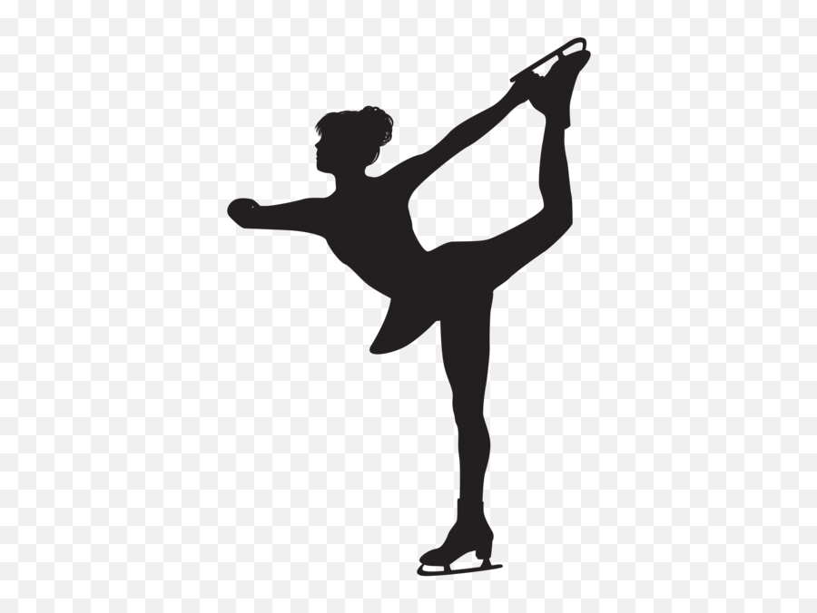 Download Figure Skating Woman Silhouette Png Clip Art - Clip Figure Skater Silhouette Png Emoji,Ice Skate Emoji