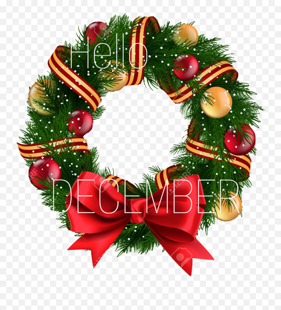 Christmas Wreath December Happynewyear - Christmas Wreath With Ribbon Emoji,Christmas Wreath Emoji