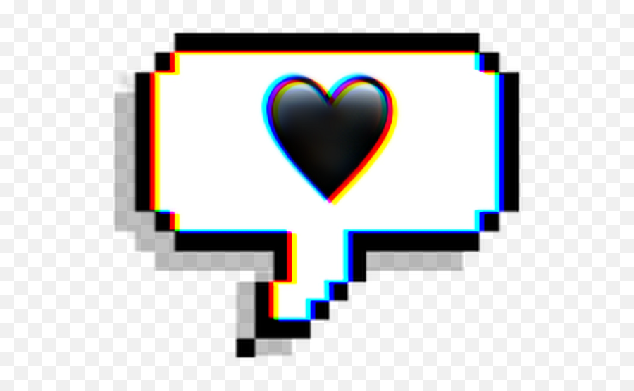 Chat Emoji Text Heart Black Glitch Effect Aesthetic Cut - Sticker Png,Chat Bubble Emoji