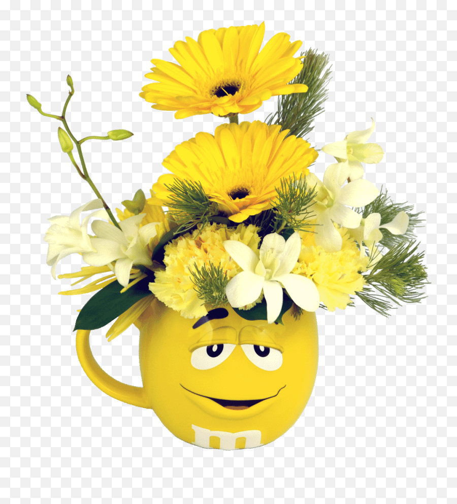 Yellow Character Flower Mug - Fun Flowers Emoji,Flower Emoticon