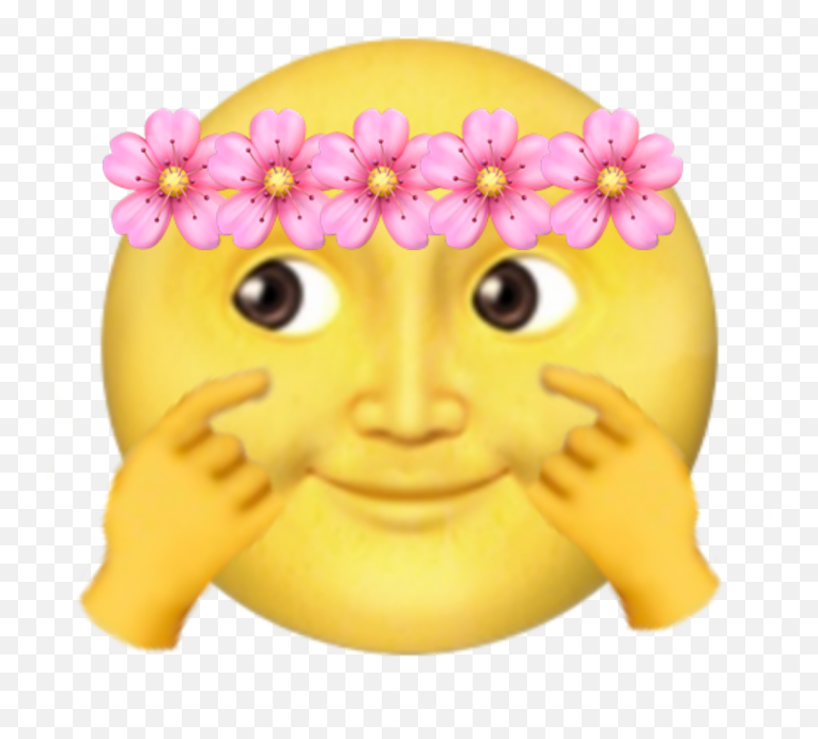 Moon Emoji Flower Hand Sticker - Ios Moon Emoji Png,Moon Face Emoji