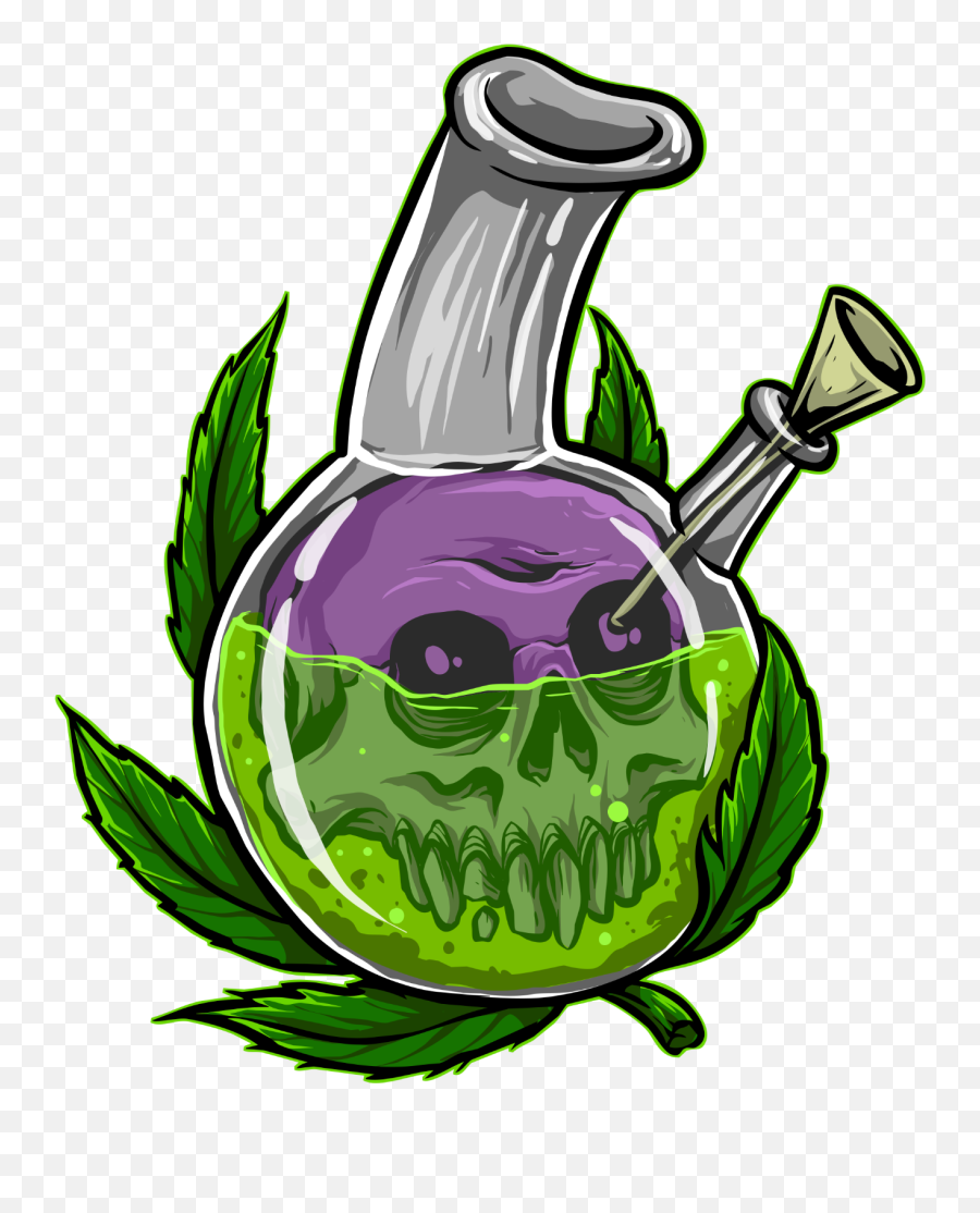 Skull Green Leaf 420 Smoke Sticker By Amanda - Calavera Con Marihuana Emoji,Marijuana Leaf Emoji