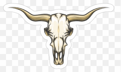 Shaded Bull Cow Skull With Horns Sticker - Vector Graphics Emoji,Skeleton Emoji