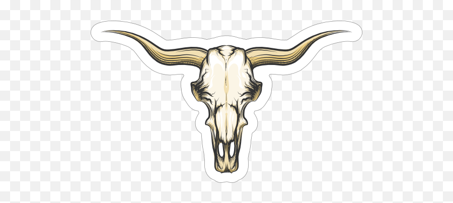 Shaded Bull Cow Skull With Horns Sticker - Vector Graphics Emoji,Skeleton Emoji