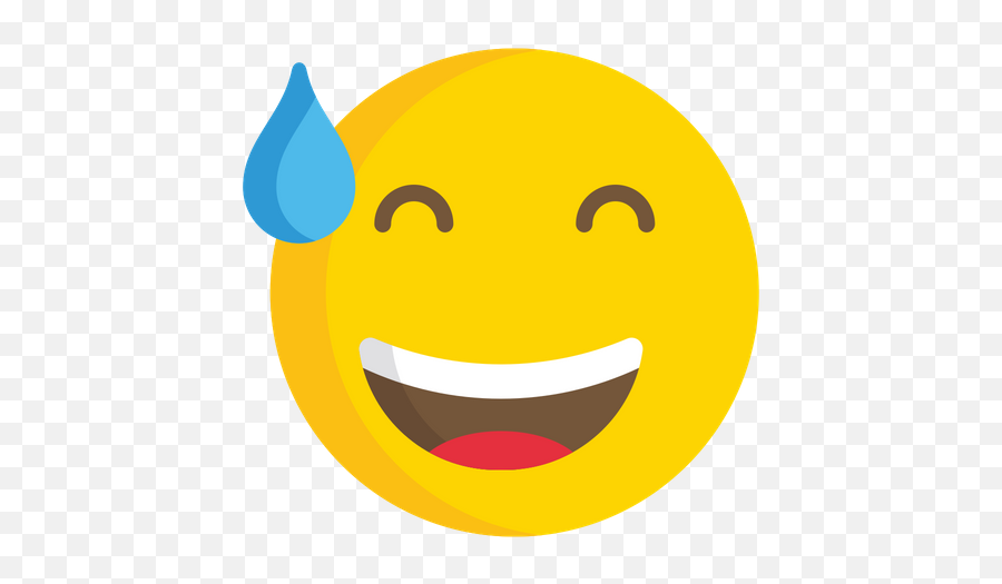 Grinning Face With Sweat Emoji Icon Of Flat Style - Smiley,Sweat Emoji