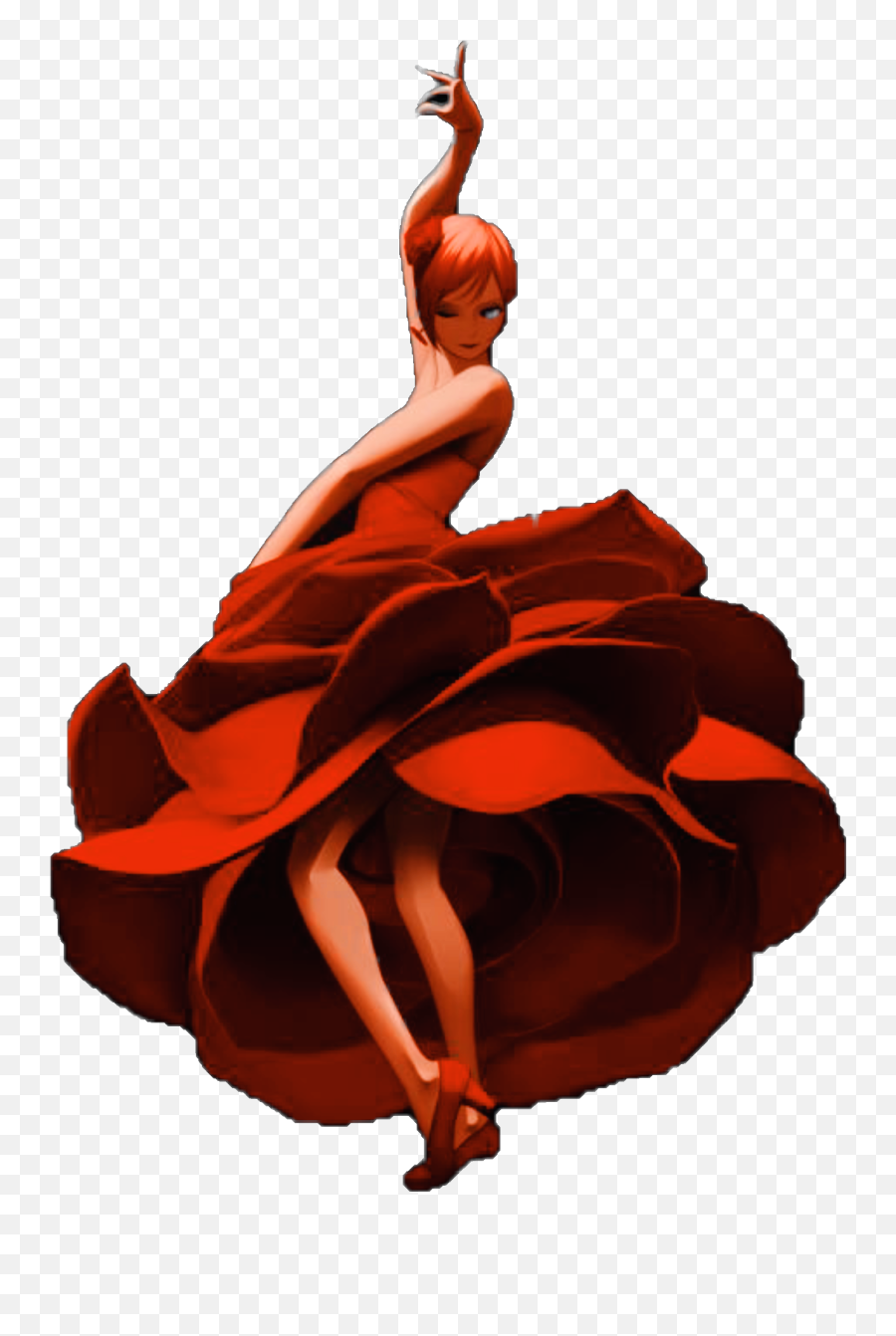 Flower Rose Redrose Dancing Lady - Turn Emoji,Red Dress Dancing Emoji