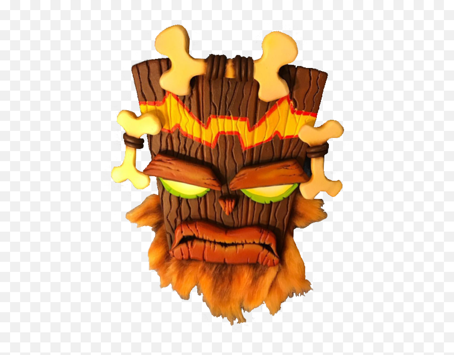 Wooden Mask Bone Orange Fire Beard Hair - Illustration Emoji,Hair On Fire Emoji