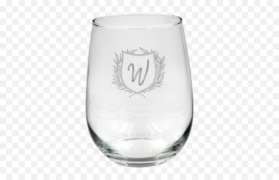 Crest Monogram Stemless Wine Glass - Wine Glass Emoji,Glass Of Wine Emoji