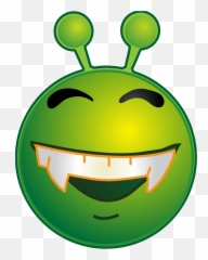 Smiley Green Alien Doof Clipart - Smiley Alien Emoji,Huff Emoji