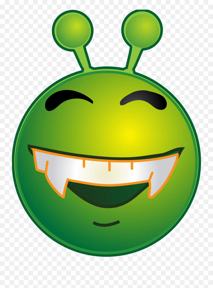Smiley Green Alien Doof Clipart - Smiley Alien Emoji,Huff Emoji