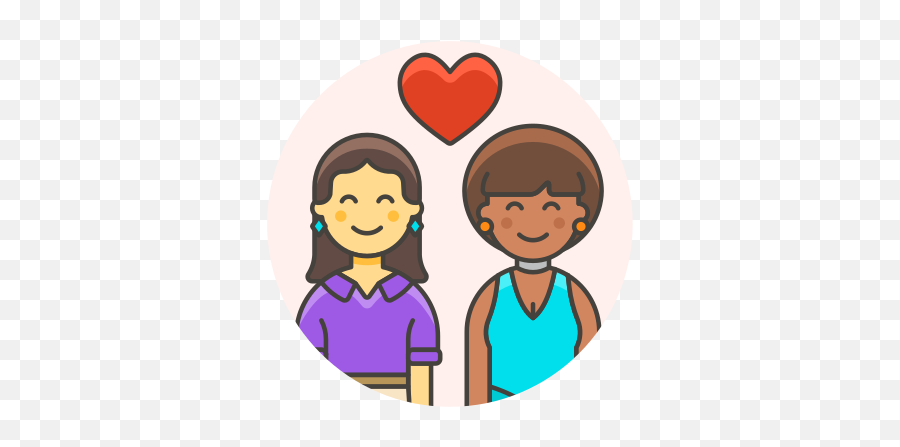 Couple Lesbian Love Free Icon Of Lgbt - Lesbian Couple Cartoon Png Emoji,Lesbian Emoji