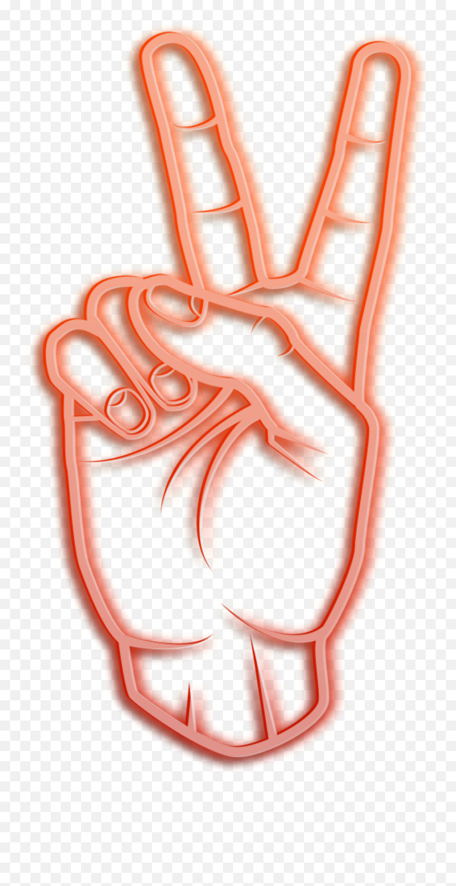 Neon Orange Peace Glow Peacestickers - Portable Network Graphics Emoji,Peace Finger Emoji