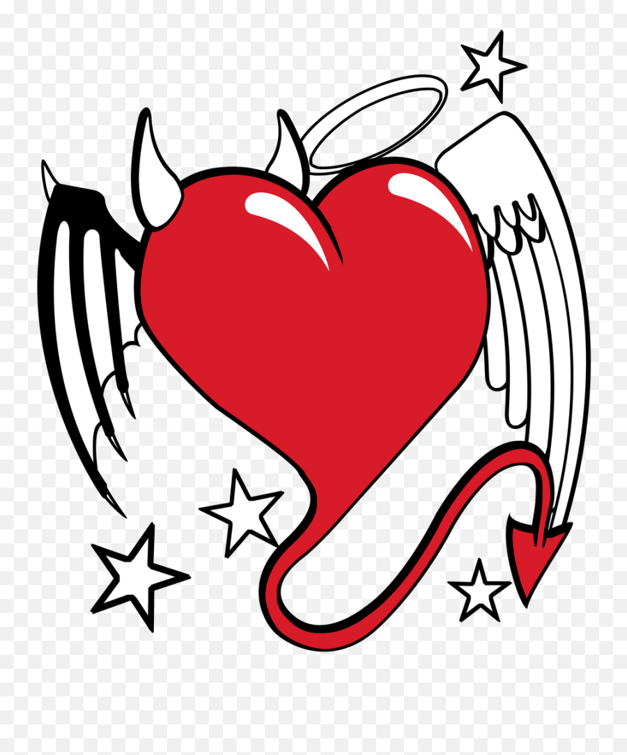 4570book - Heart With Devil Horns And Angel Wings Emoji,Angel Devil Emoji