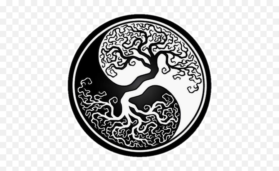 Yinyang Yin Yang Tree Black - Yin Yang Tree Of Life Tattoo Emoji,Black And White Yin Yang Emoji