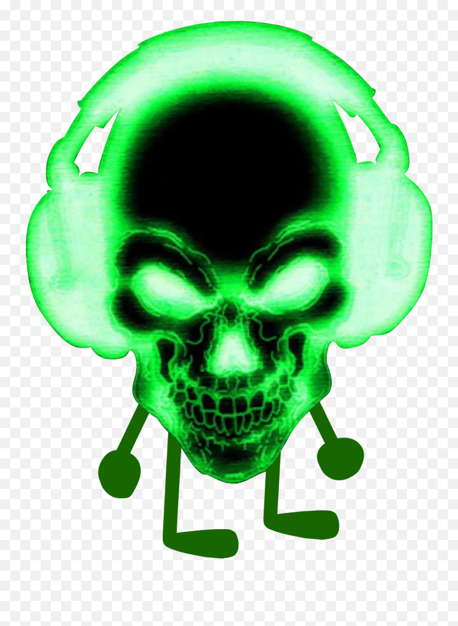 Green Skull With Headphones Clipart - Green Skull With Headphones Emoji,Man And Skull Emoji