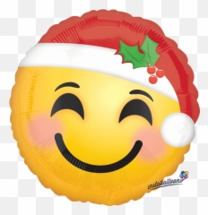 Santa Hat 18 Round Emoji Emoticon Balloon - Santa Emoji,Emoticon