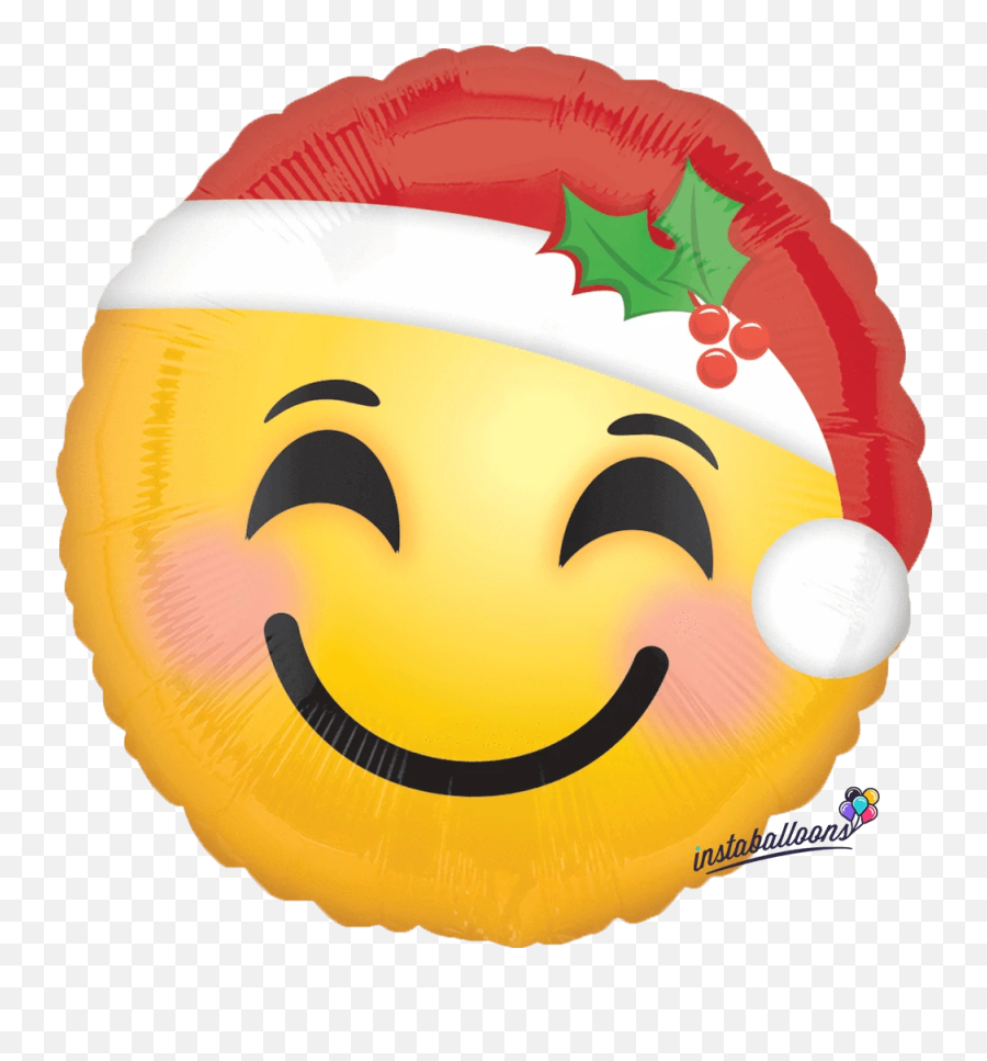 Santa Hat 18 Round Emoji Emoticon Balloon - Santa Emoji,Emoticon