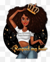 Sexy Curly Hair Girl With Words Heat - My Crown Emoji