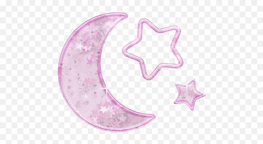 Moon And Star Glitter Crescentmoon Star - Pink Moon And Star Emoji,Crescent Moon And Star Emoji