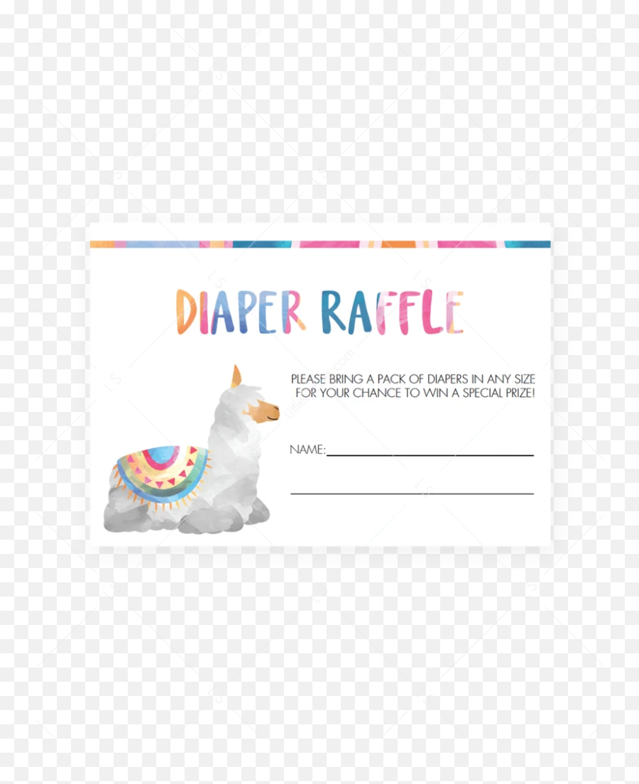 Alpaca Baby Shower Diaper Raffle Card - Camel Emoji,Alpaca Emoji