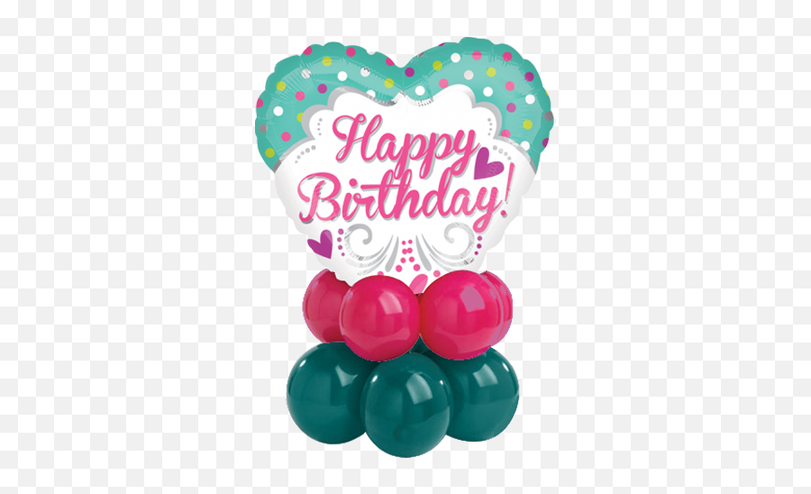 Download Polkadots Hearty Bday Heart Shaped Balloon - 18 18th Birthday Mylar Balloon Emoji,Birthday Balloon Emoji