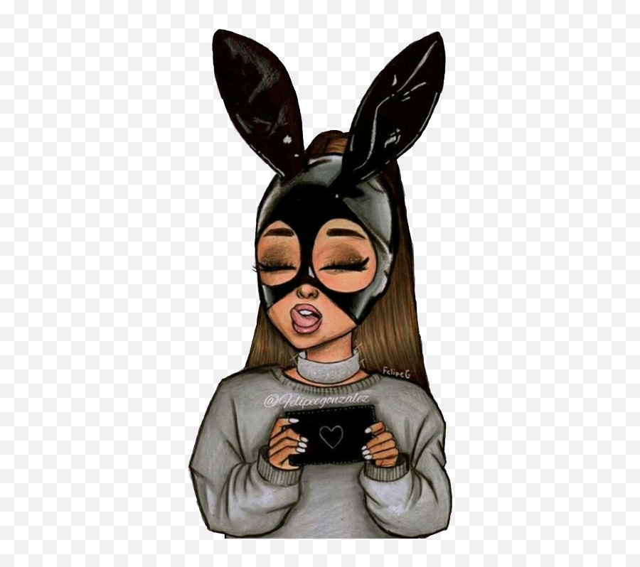 Sticker Fanart Fanartarianagrande Ariana Arianagrande - Drawing Animated Ariana Grande Emoji,Woman With Bunny Ears Emoji