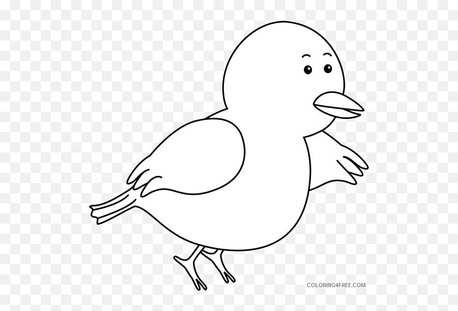 Flying Bird Printable Coloring4free - Bird Black White Clipart Emoji,Flying Bird Emoji