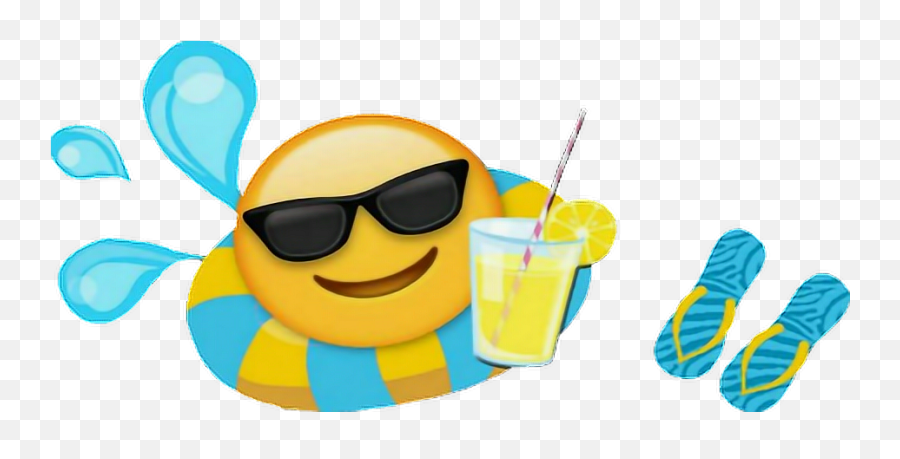 Emoji Summer Fun Pooltime Watersplash - Emoji Summer Png,Straw Emoji