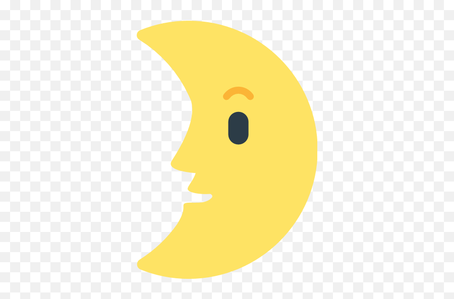 First Quarter Moon With Face Emoji For Facebook Email Sms - First Quarter Moon Cartoon,First Emoji