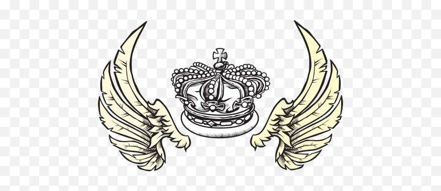 Crown And Wings Vector Drawing - Danish Zehen Tattoo Design Emoji,King And Queen Crown Emoji