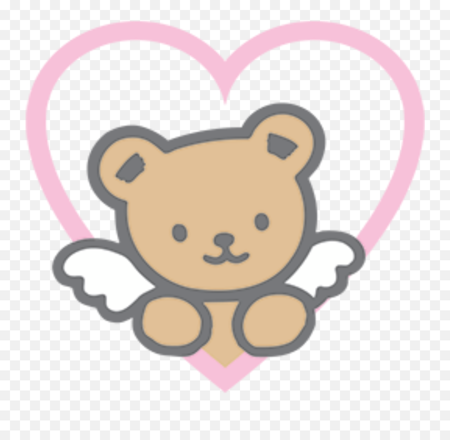 Love Heart Bear Wings Angel Cherub Pink - Cartoon Emoji,Angel Emoji Pillow