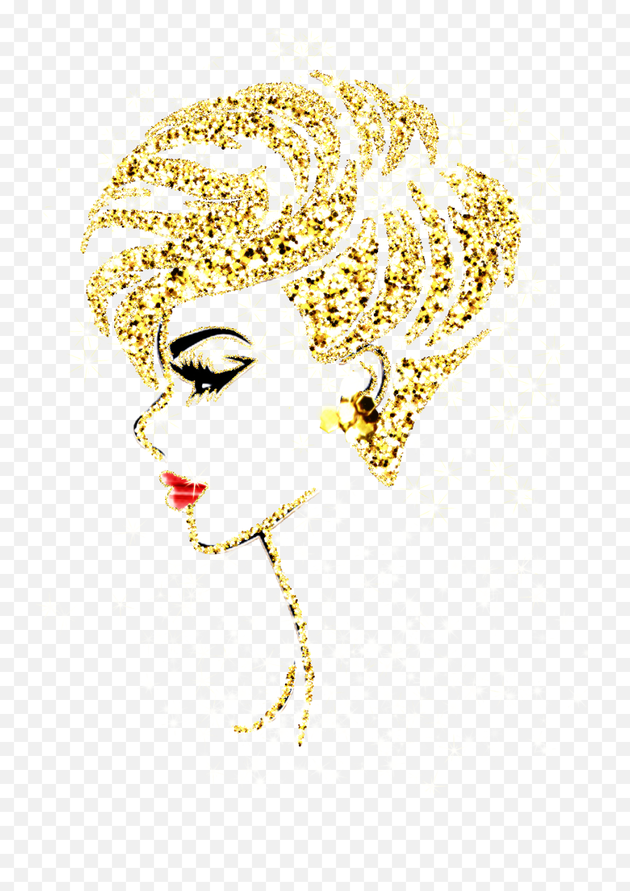 Gold Glitter Sparkle Red Lips Profile - Gold Face Png Emoji,Sparkle Face Emoji