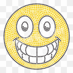 Grin Emoji Rhinestone Heat Custom - Pointillism