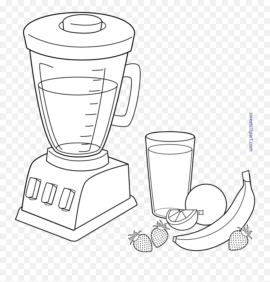 Blender Fruit Smoothie Colorable Clip - Drawing A Fruit Smoothie Emoji,Smoothie Emoji