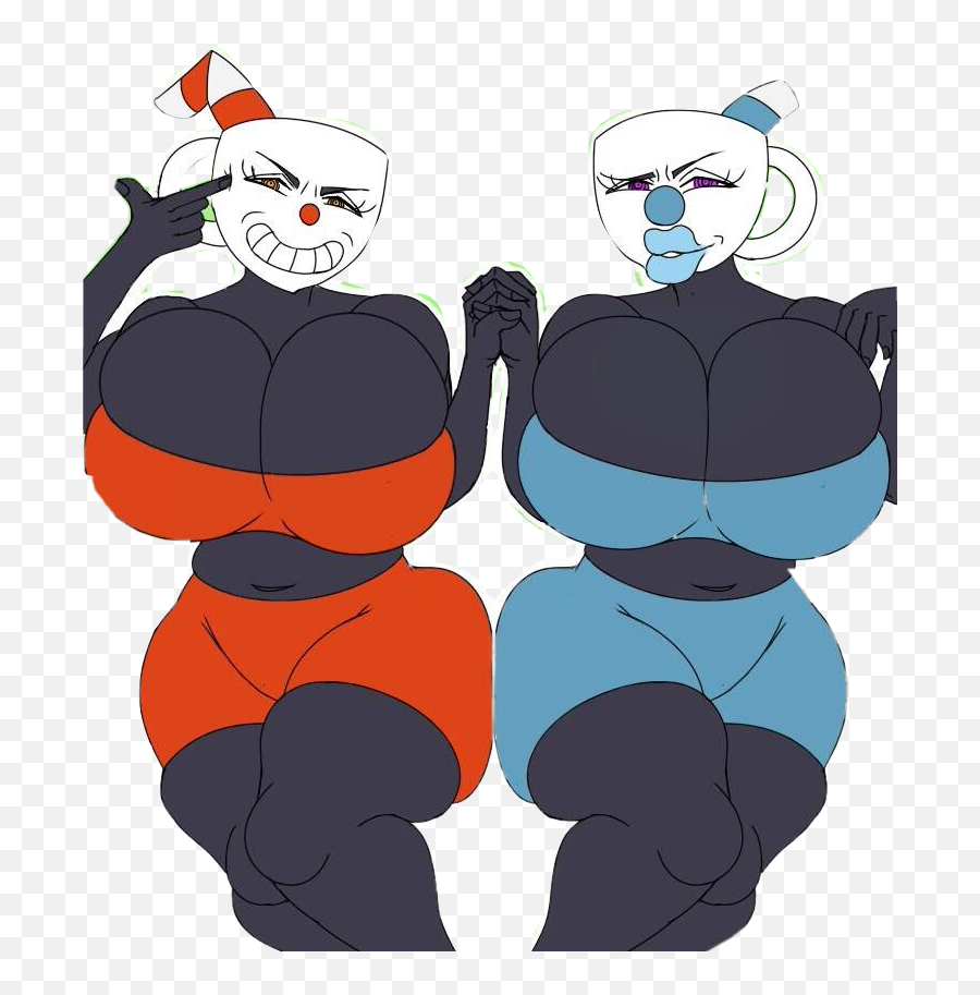 Cursed Sticker Cuphead Meme Nsfw Sticker By Michael - Porn Cuphead As Girl And Mugman Emoji,Boobie Emoji