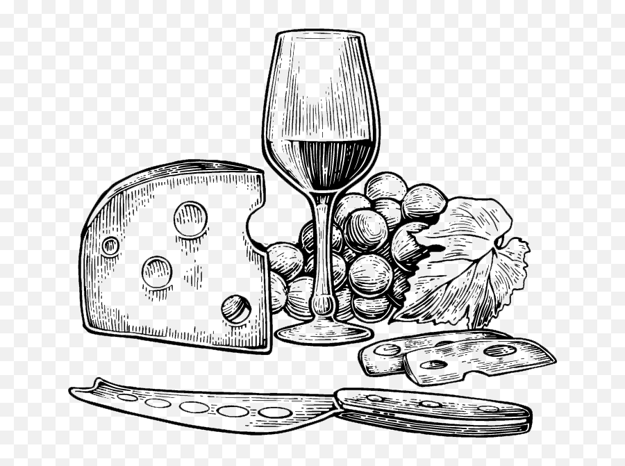 Wine And Cheese Png Black And White U0026 Transparent Images - Wine And Cheese Clipart Black And White Emoji,White Wine Emoji